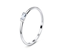 Minimal Styled Crystal CZ Silver Ring NSR-2802